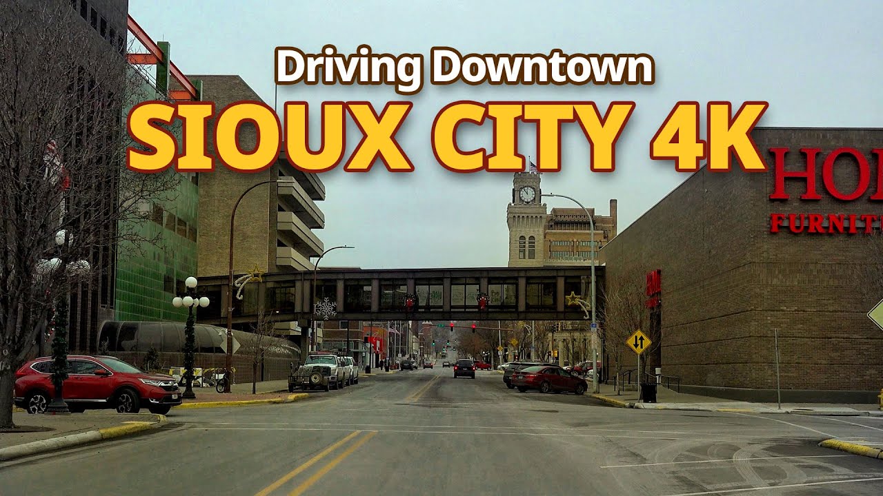 Sioux City 4K- Driving Downtown - Iowa, USA