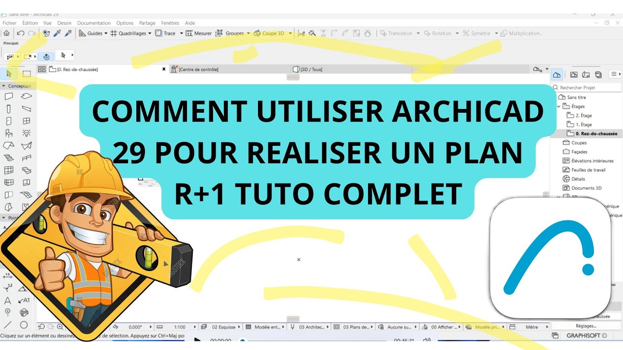 COMMENT UTILISER ARCHICAD 29? | TUTO BATIMENT R + 1 | PARTIE 1