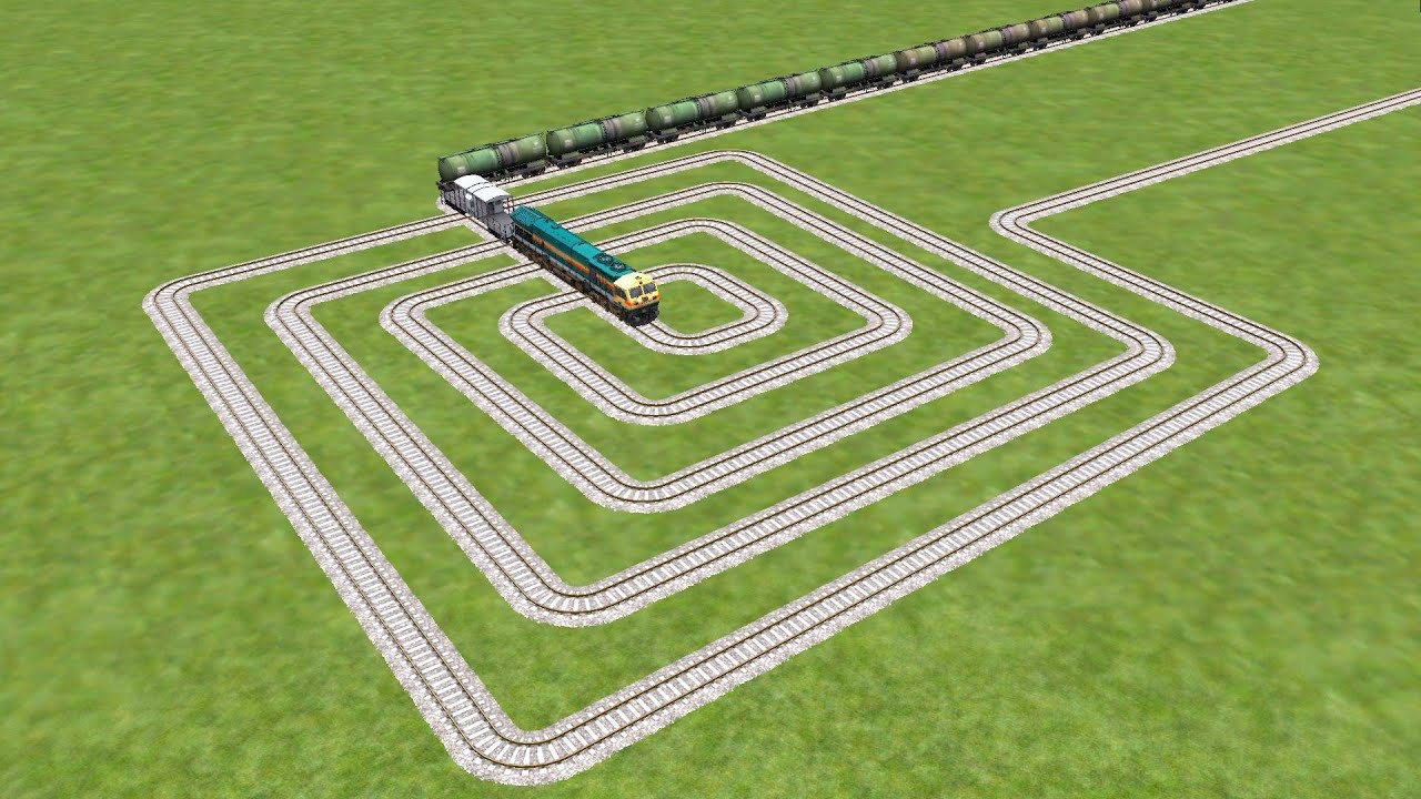 ONE RAILS PASSING BY SQUARE CIRCLES RAILROAD TRACKS | beamng Train | indian railways 