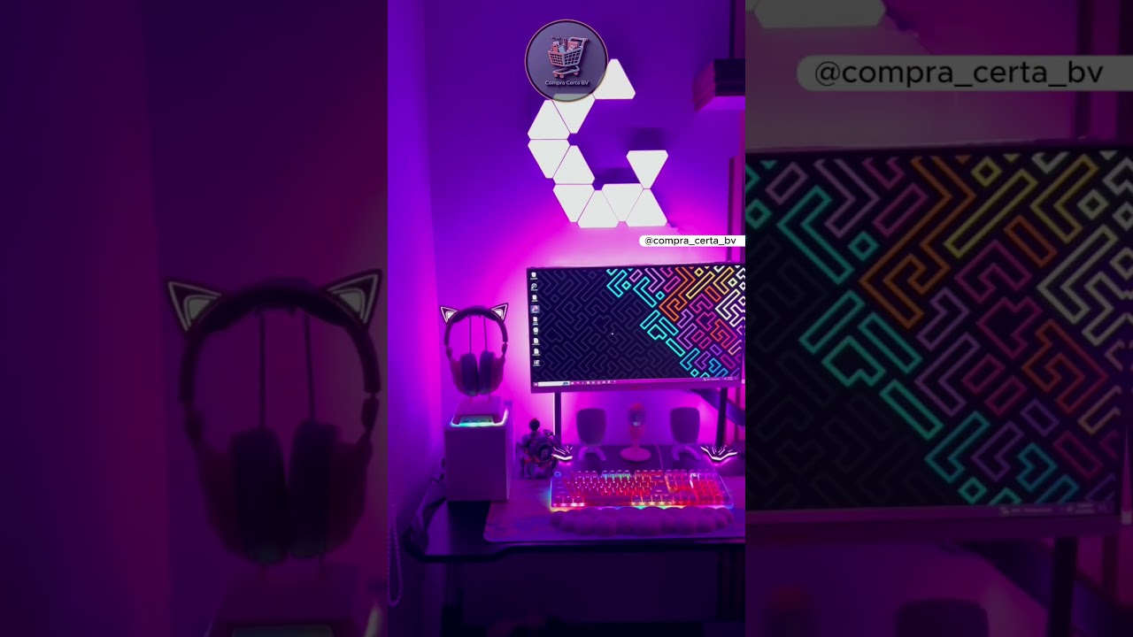 L&acirc;mpada Triangular de Parede - #led #rgb #gamer #shopee #compras #lights #setup