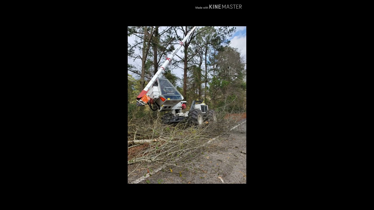 Kershaw Sky Trim hard at work cutting trees in Alabama, kershaw skysaw boom cutter progress rail