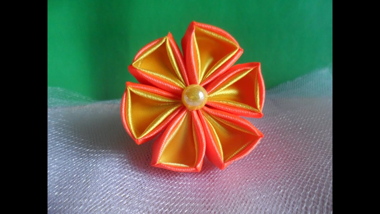 Мастер класс Канзаши : Резинка Апельсинка / Creativity kanzashy Tutorial
