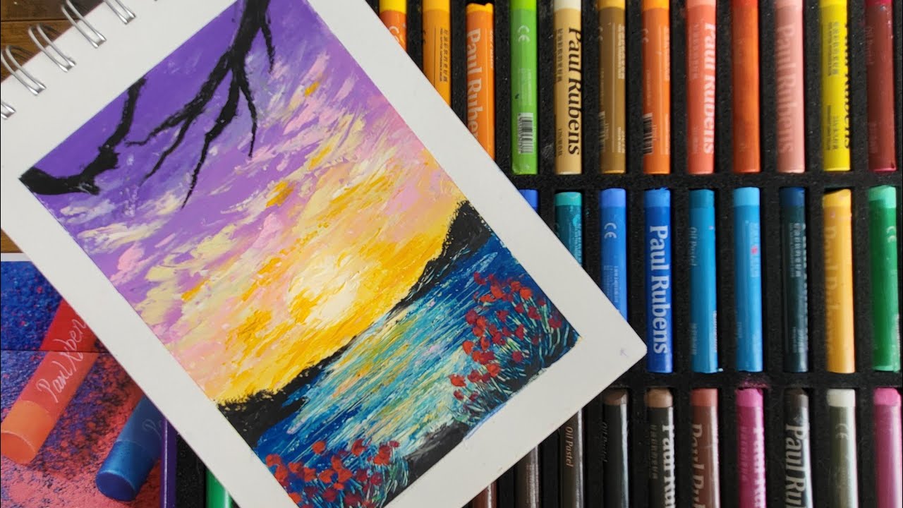 how to draw a sun set with paul rubens oilpastel