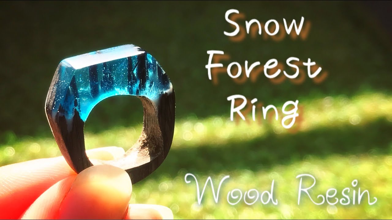 【Resin/ウッドレジン】 木とレジンで雪降る森の指輪  How to make a snow forest with wood and resin