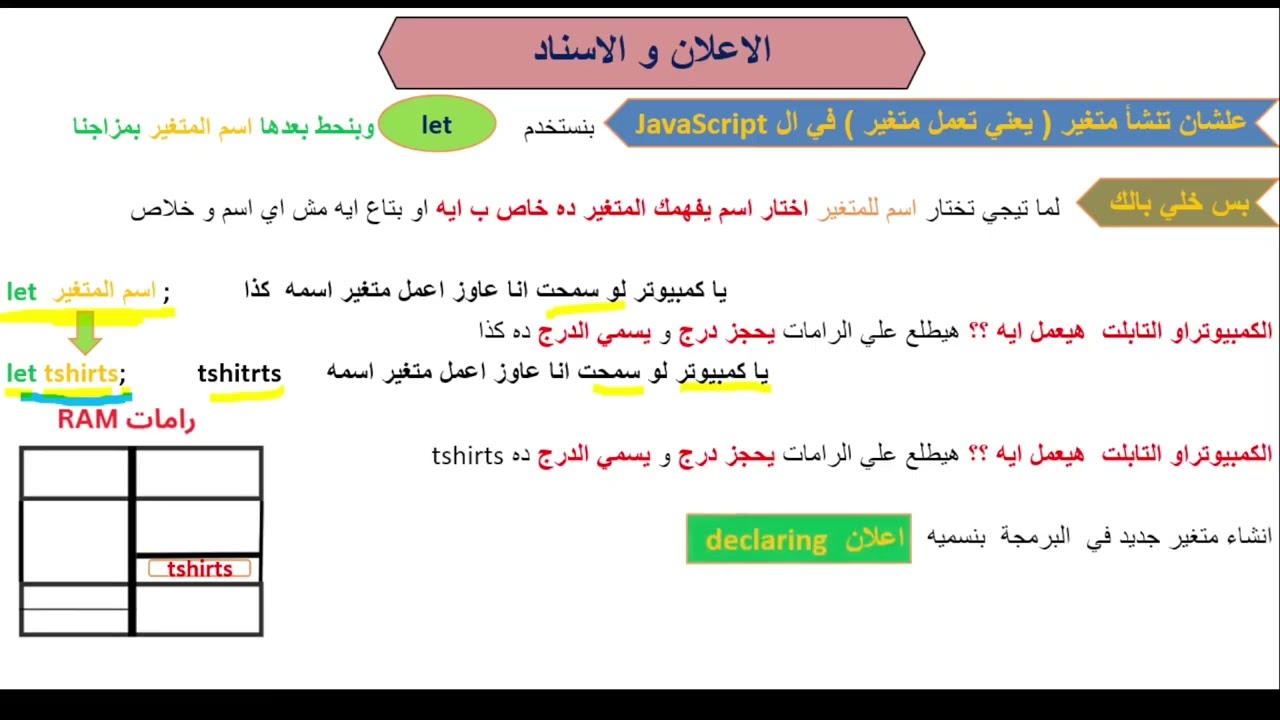 فيديو 11 -  تالت فصل  في المنصة ( المتغيرات)