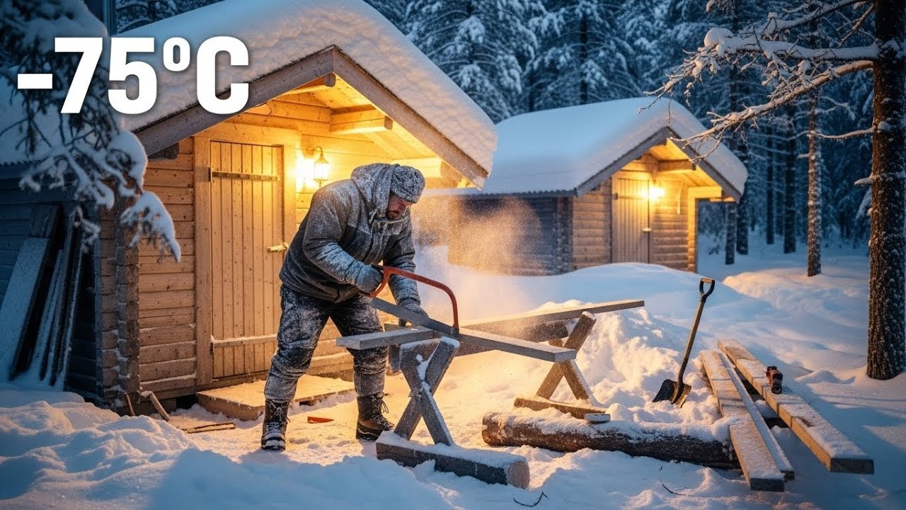 Solo Survival: I Built My Dream House in the Forest at –75°C