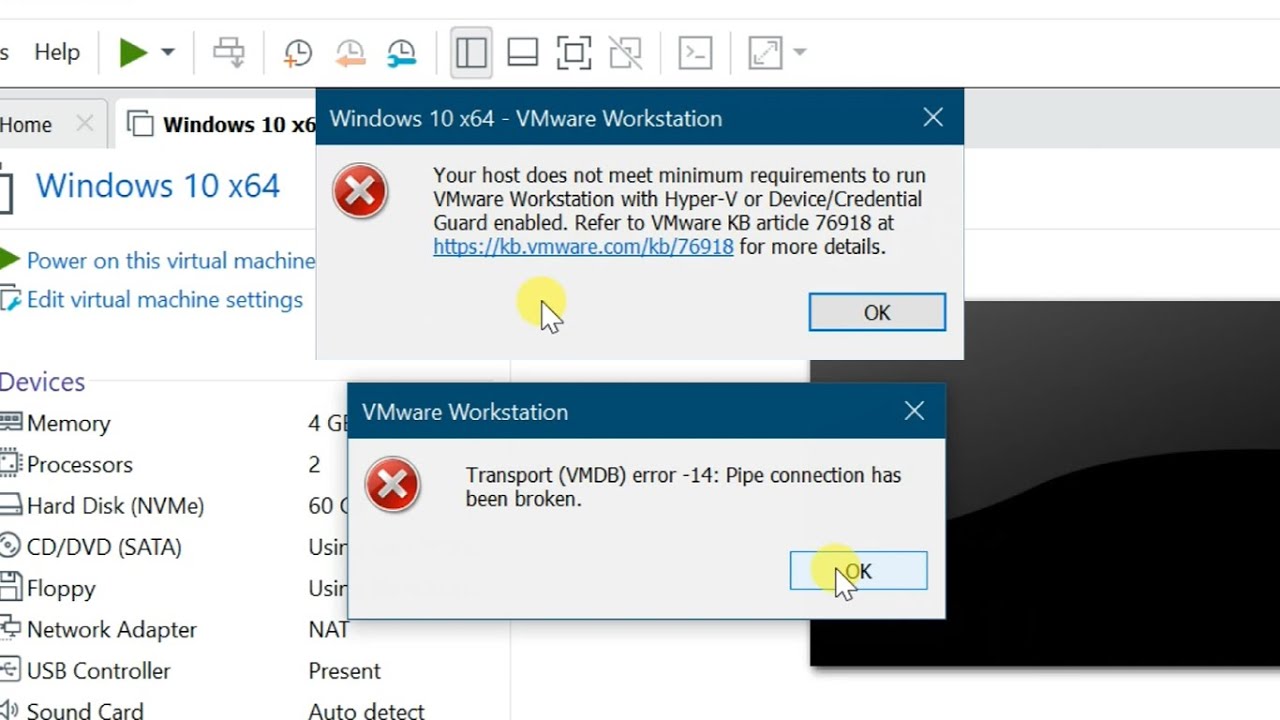 How to fix VMware Workstation error message 