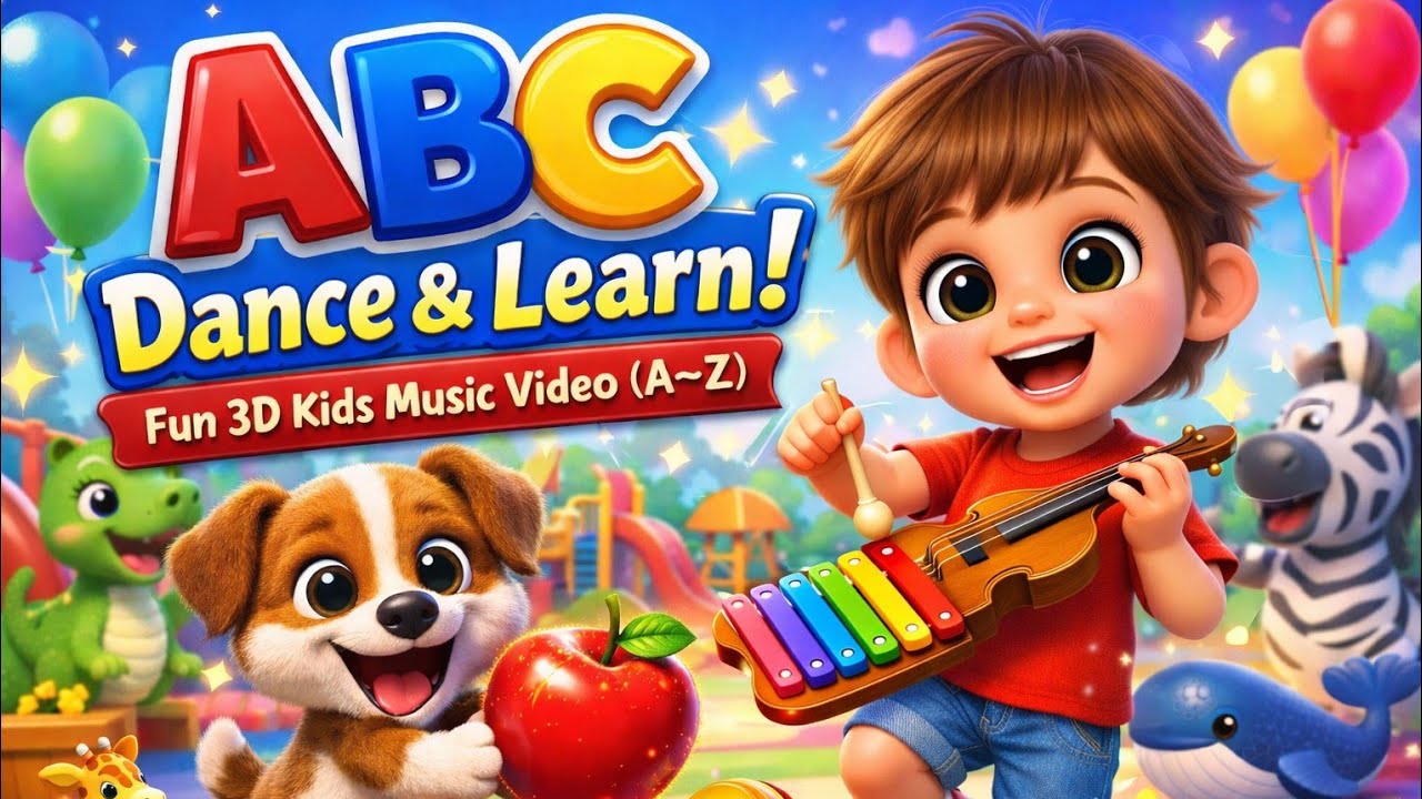 “ABC Dance & Learn! 🐶🍎 Fun 3D Kids Music Video (A–Z)”| Lulafun | ABCD Rhymes | Preschool Learning 