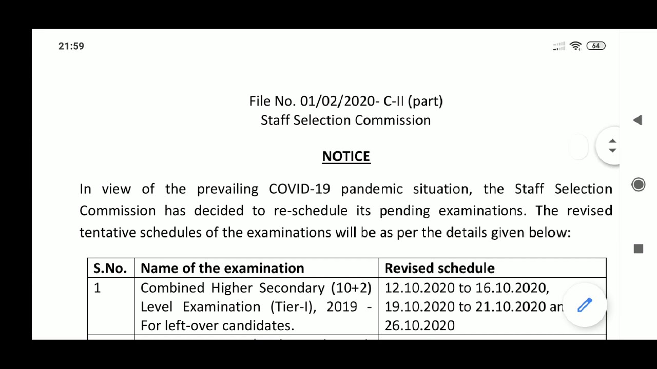 SSC CGL 2019 Tier -2 dates changed | Revised SSC Exam Calander