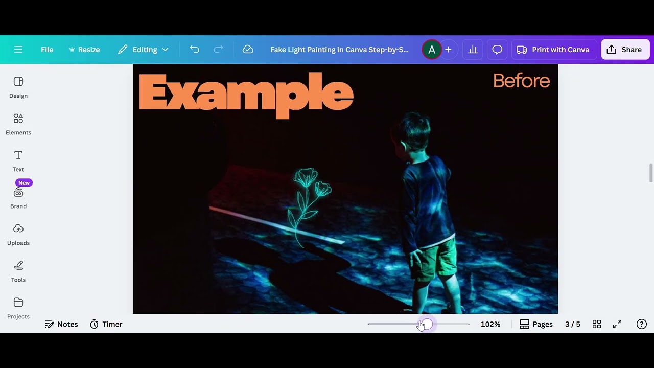 how to create a neon light effect on canva,