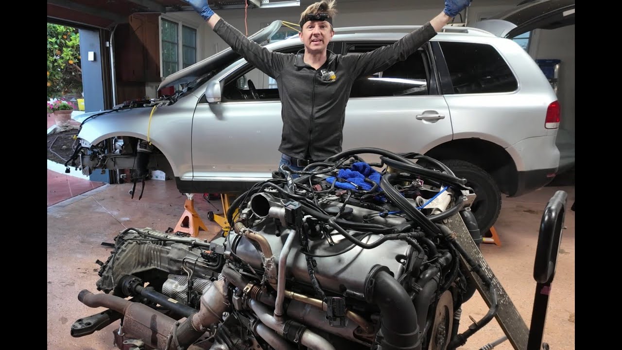V10 Touareg Engine Drop! Under-side Connections to Disconnect and Engine Removal