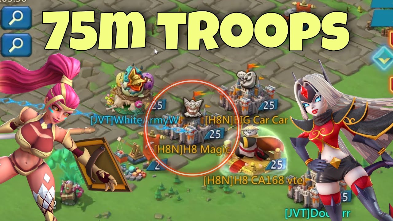 Lords Mobile - 75m troops ONLINE targets. Multi-rally trap is talking rallies from 5 piece emperor!