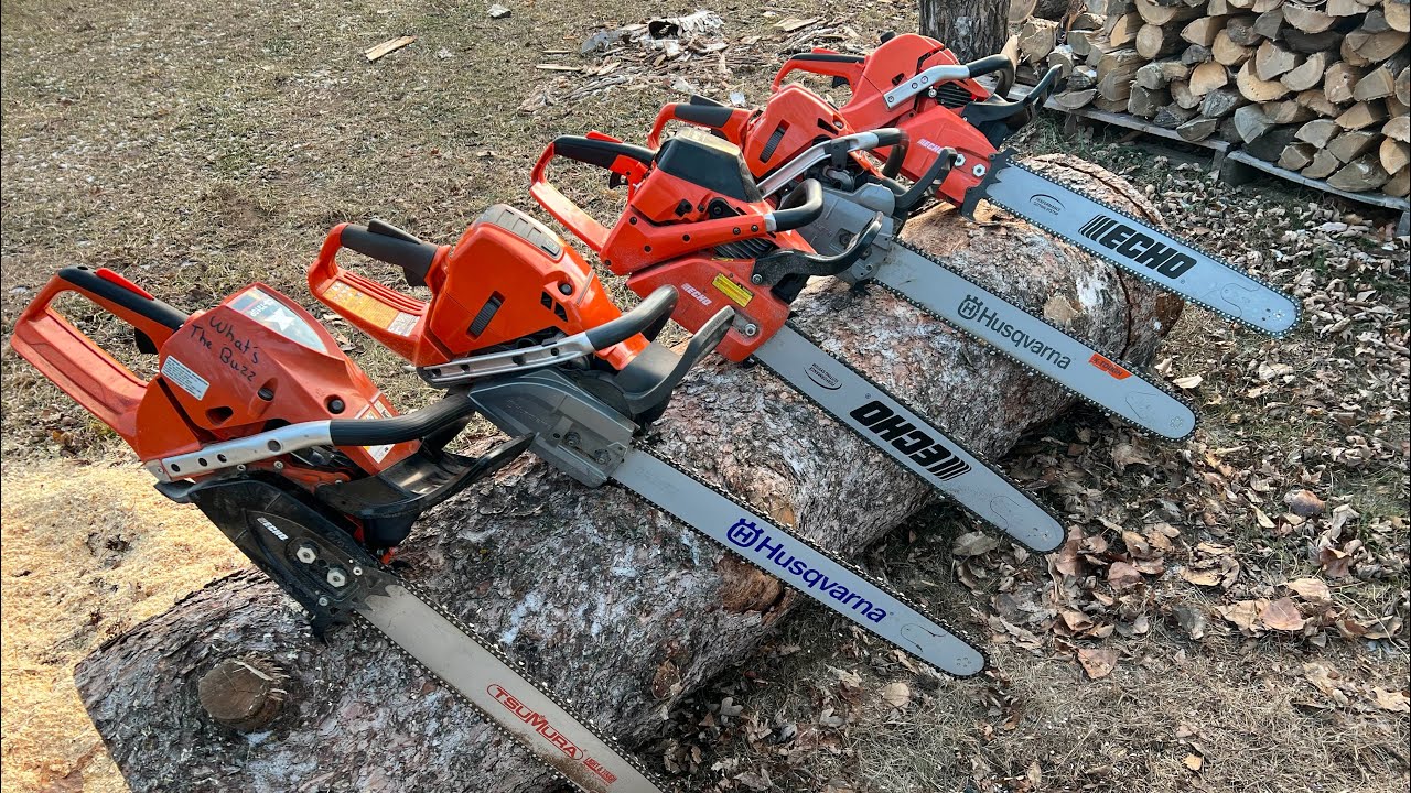 Demo of Husqvarna 562xp 572xp vs Echo 620p 680 and 7310. Professional firewood chainsaws.