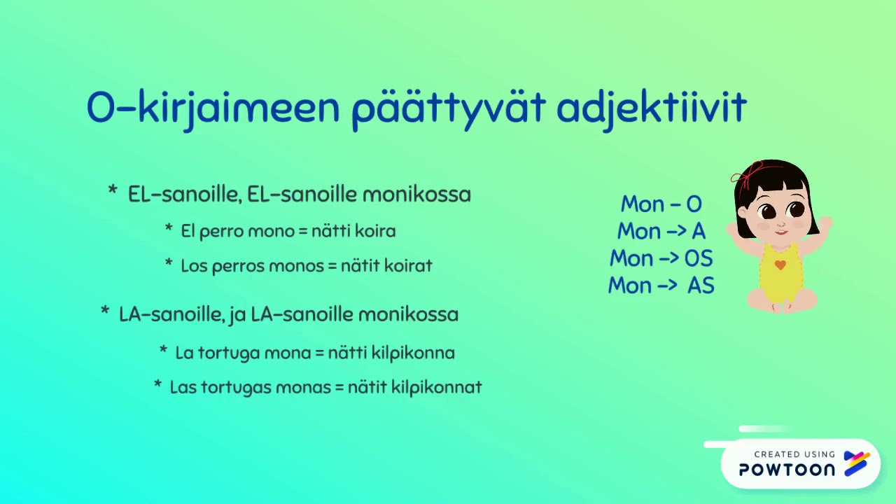 Adjektiivintaivutus espanja