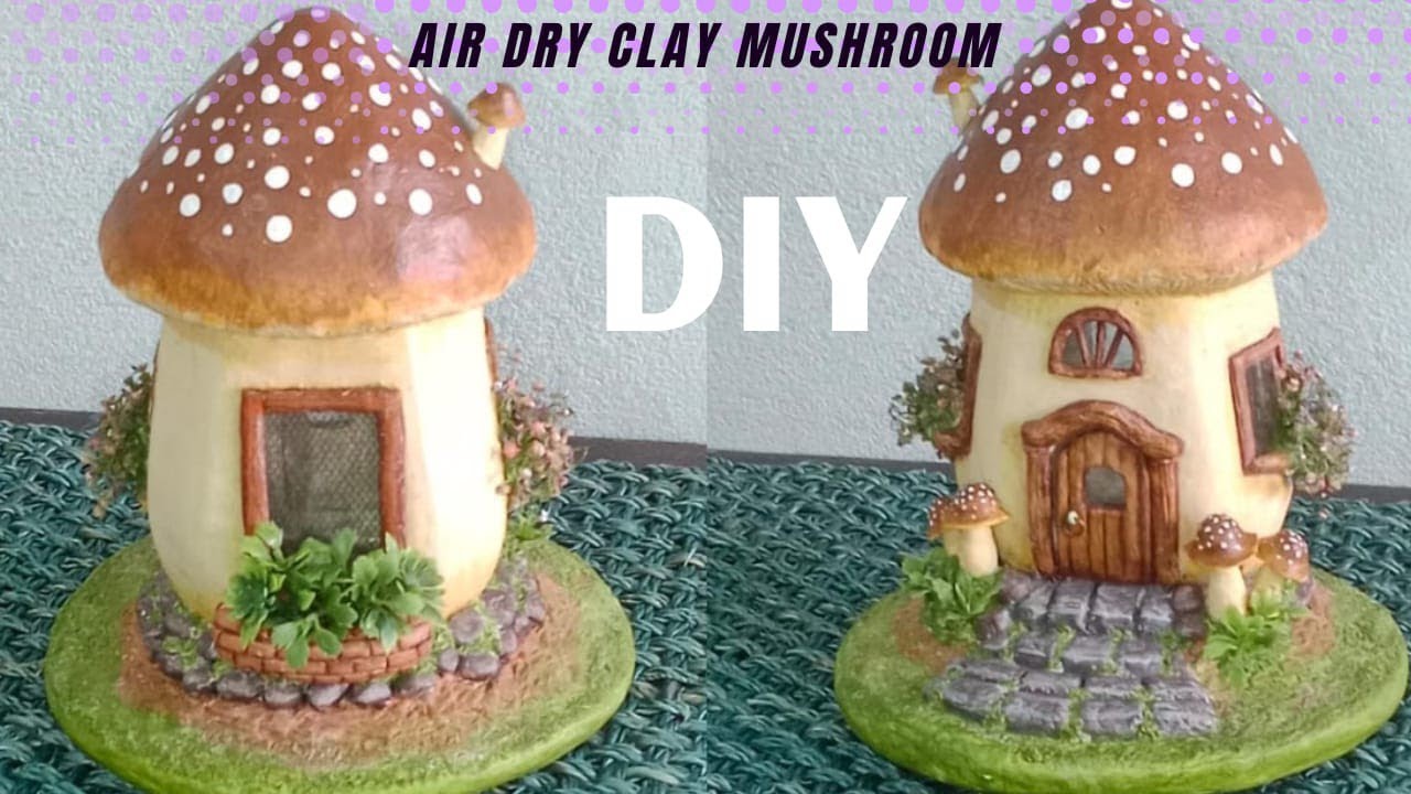 DIY mushroom fairy house/Clay mushroom using jar/Miniature fairy house/My home My paradise