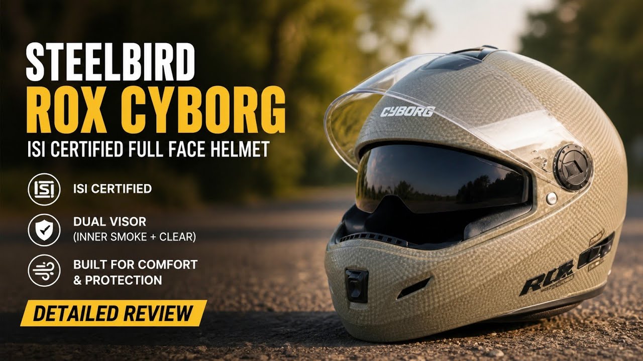 Steelbird Rox Cyborg ISI Certified Full Face Helmet Full Review