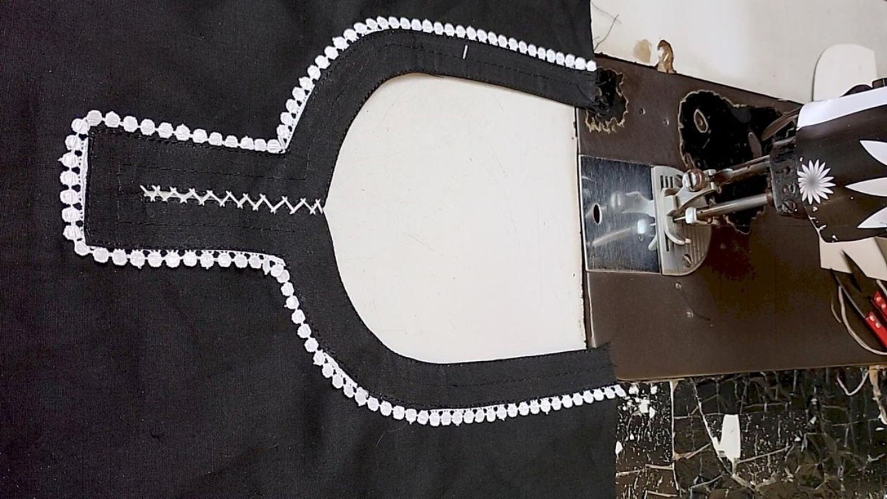 Black ◆ Neck Design With Lace | Easy Sewing Tutorial for Beginners Step by Step