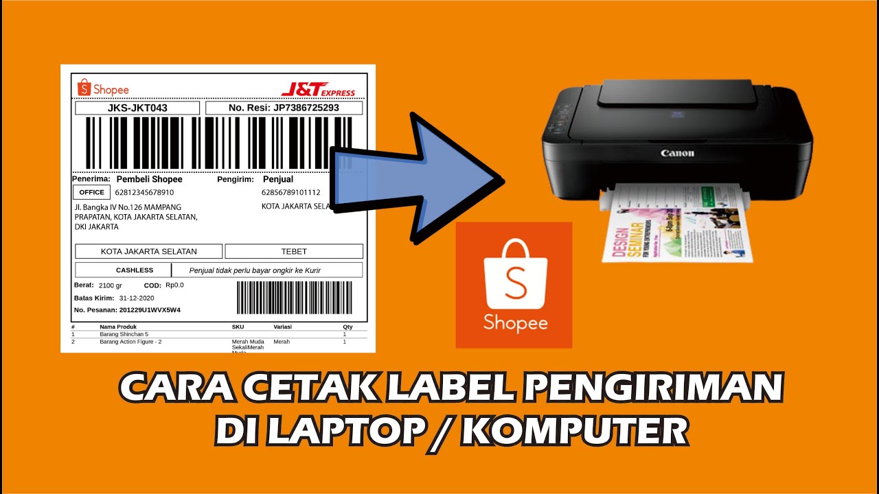 CARA MUDAH PRINT RESI SHOPEE DI LAPTOP / MENCETAK LABEL PENGIRIMAN
