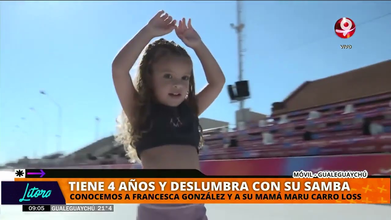 Francesca tiene 4 años y deslumbra con su samba en Gualeguaychú