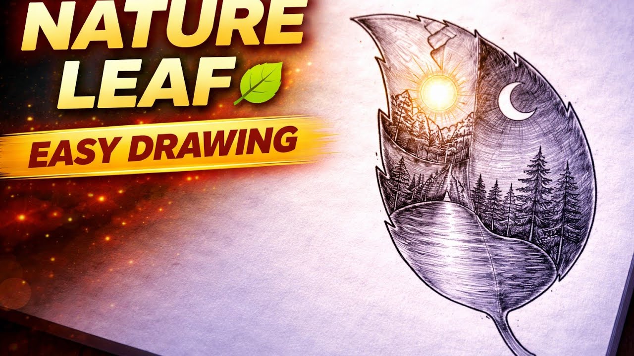 Hidden Nature Inside a Leaf 🌿 | Creative Drawing Idea @bunnybillionaire0414 