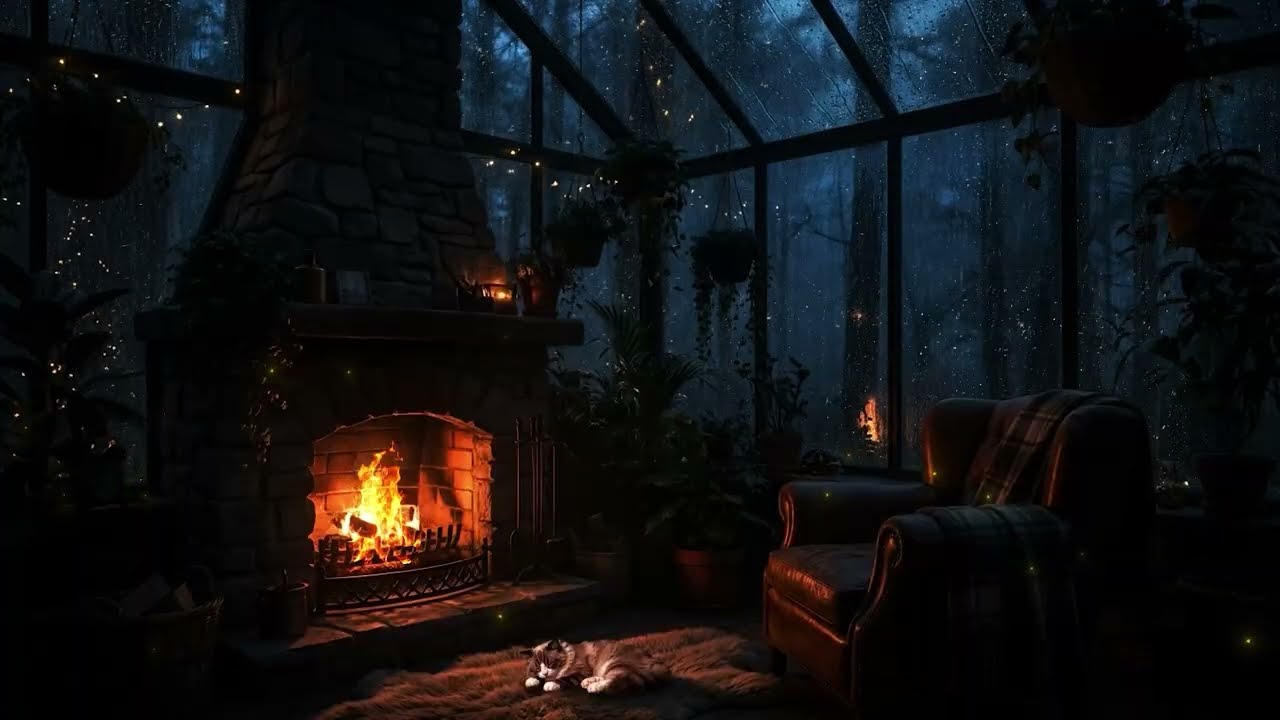 Ultimate Rainy Sanctuary: Rain on Glass Windows & Fireplace Ambience ⛈️🔥 No Overthinking, Just Peace