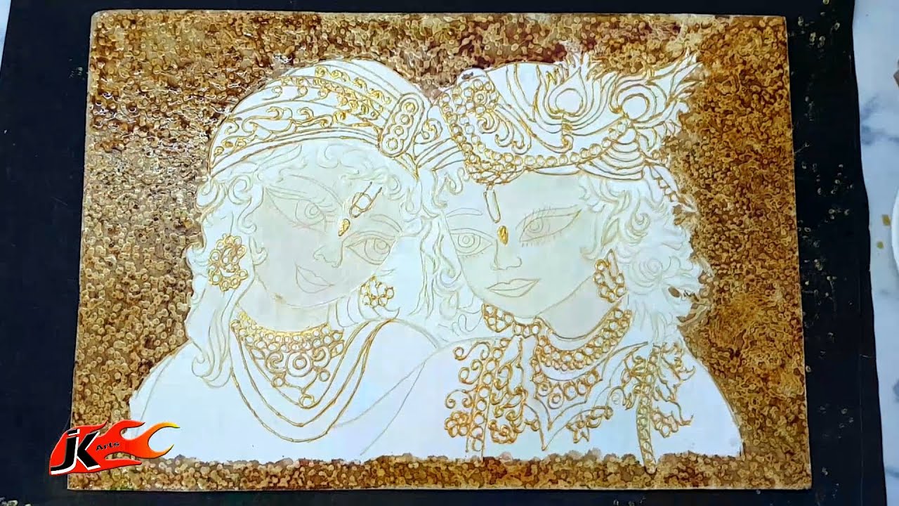 #3 Radha Krishna Texture Coffee Painting Part 3  Free Templet download link in description | JK Arts