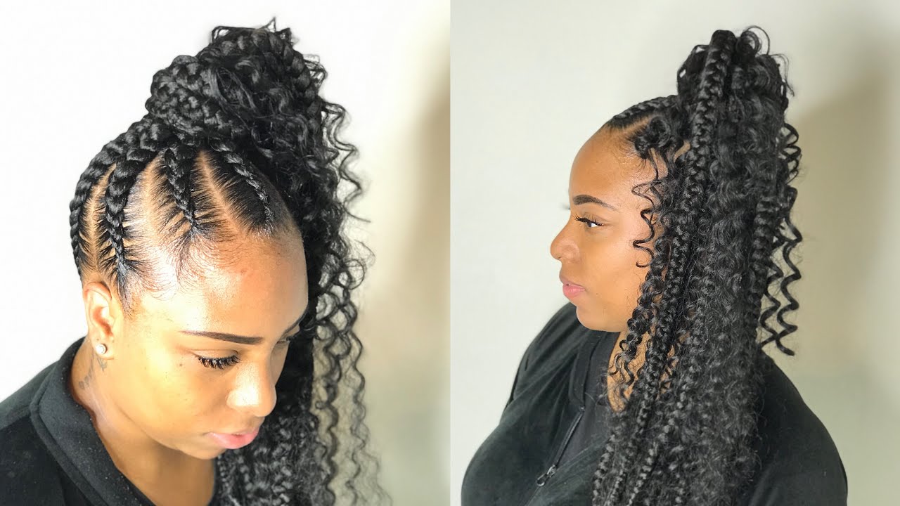 FEED IN BRAID PONY WITH CURLS (BEGINNER FRIENDLY/HOW TO)