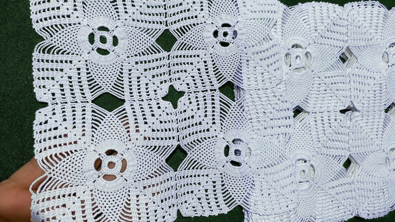 Square Crochet Motifs  for Tablecloth Crochet & Table runner 🧶 Made Easy for Crochet Beginners