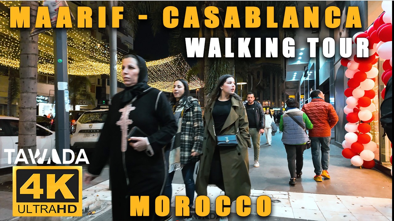 Casablanca - MAARIF DISTRICT Walking Tour 🇲🇦 4K UHD Morocco 🇲🇦
