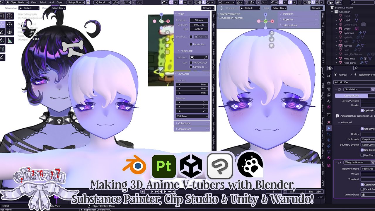 Making ghost anime girl in 3D! Working on Personal Model!