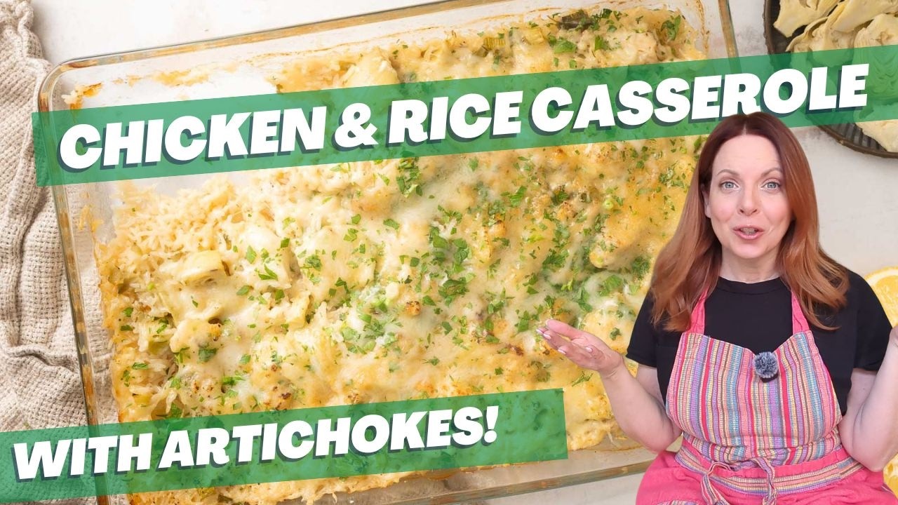 Запеканка из курицы с артишоками и рисом