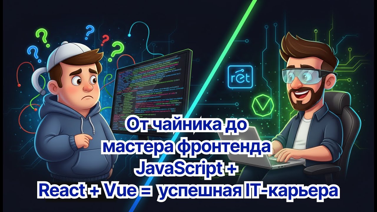👉 От чайника до мастера фронтенда 🚀 JavaScript + React + Vue = успешная IT-карьера