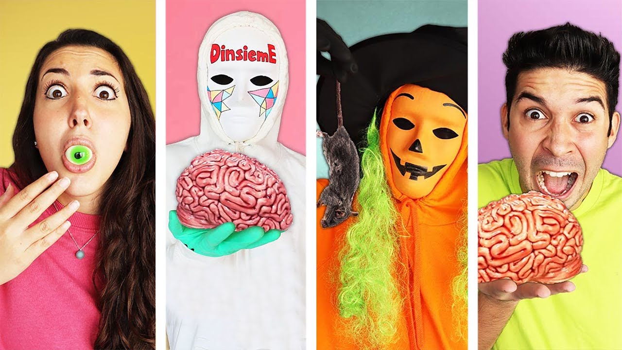 3 STORIE DI MANGIAMO SOLO CIBO DI HALLOWEEN PER 24 ORE CON LO SPIRITO DI HALLOWEEN E I NOSTRI AMICI!