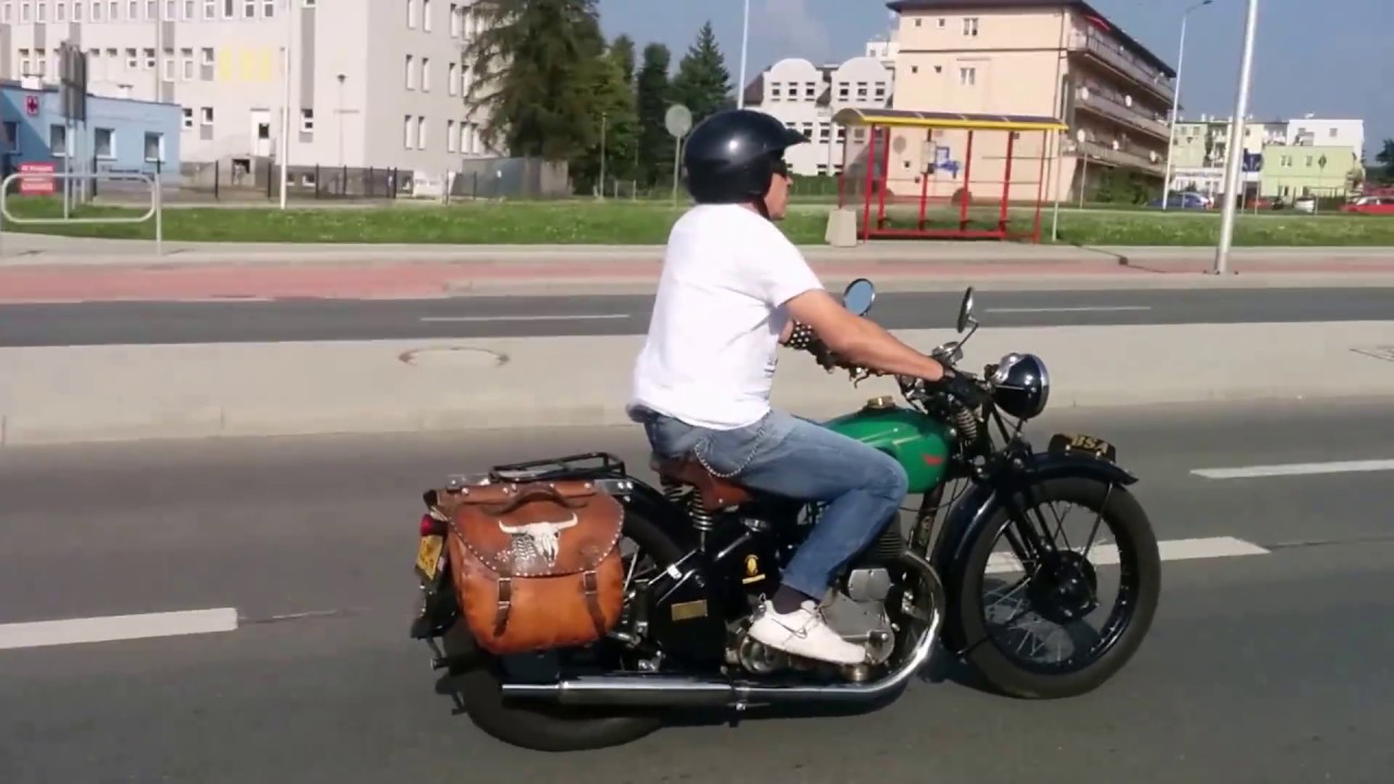 English motorcycle BSA M20 from 1937 city ride (Poland, Krosno)