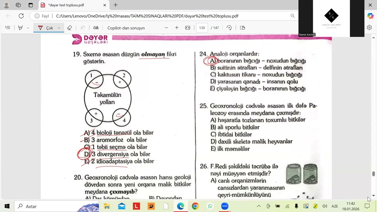 Dəyər test toplusu. Yer üzərində həyatın əmələ gəlməsi. Makrotəkamül test izahı