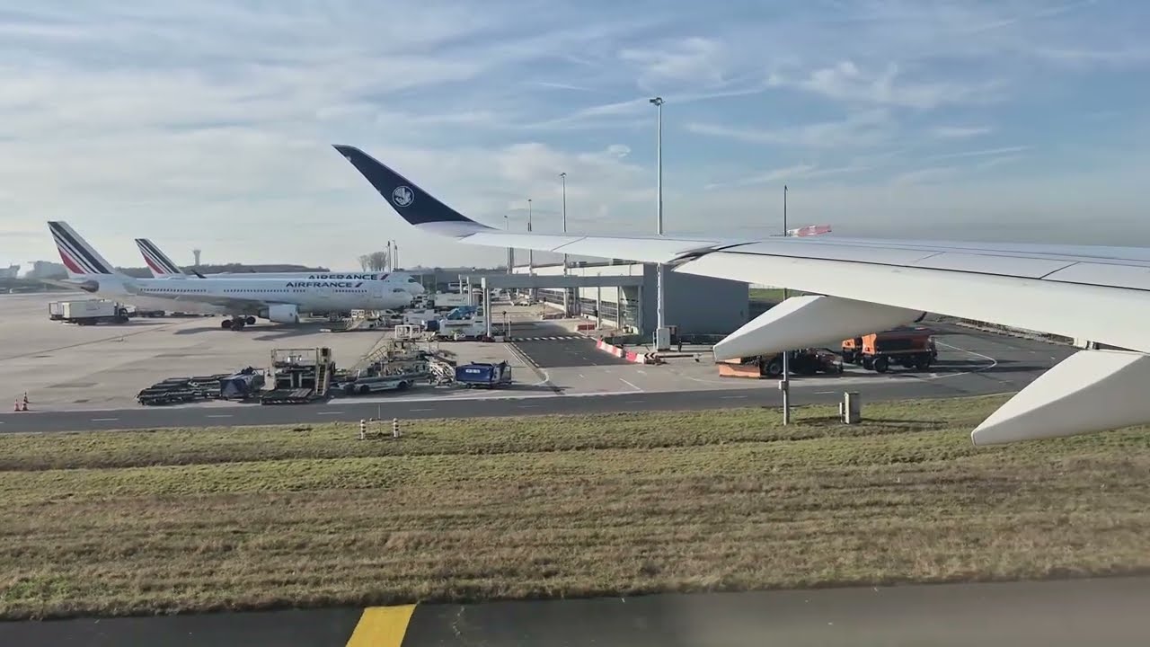 Air France Airbus A350-900 Takeoff From Paris Charles de Gaulle Airport