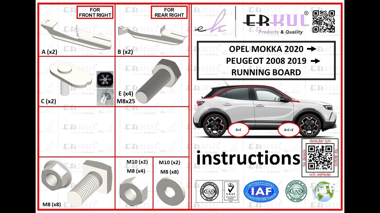 opel mokka 2020+ running boards installation / yan basamak montajı