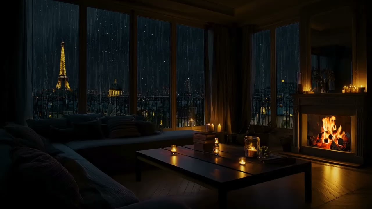 (No Ads)☔Rainy Night in Luxury Manhattan Apartment | City Skyline Glow for Deep Sleep