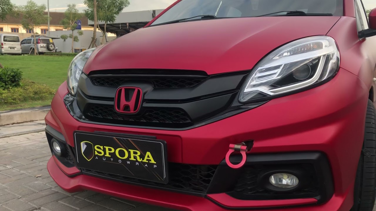 Honda Brio Full Body Wrapping Dark Red Satin