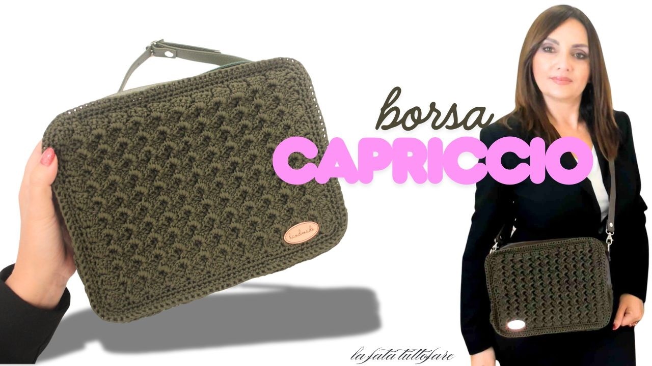 Tracolla Capriccio all'Uncinetto ✨ Punto Prada a Rilievo Tutorial Completo Verde Militare