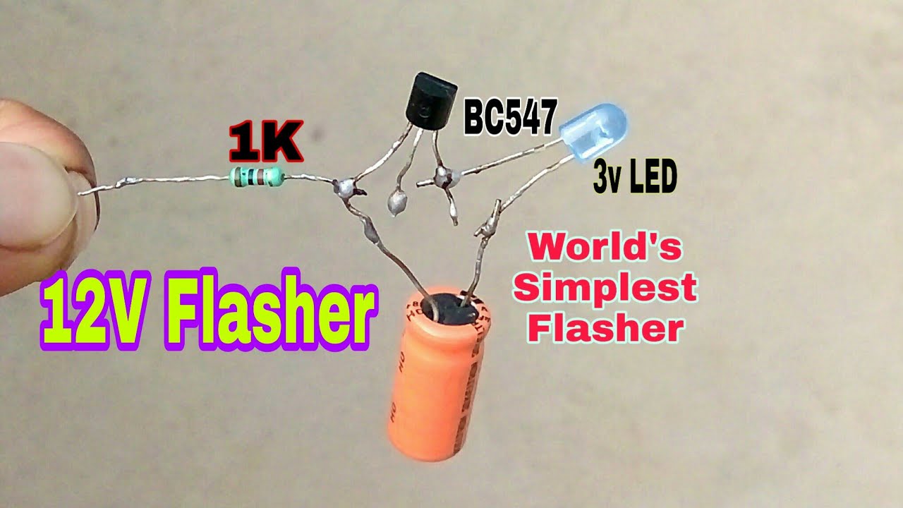 How To Make 12V Flasher Circuit, or Basic and Simplest 12 Volt LED Flasher Circuit For Bike Signal.