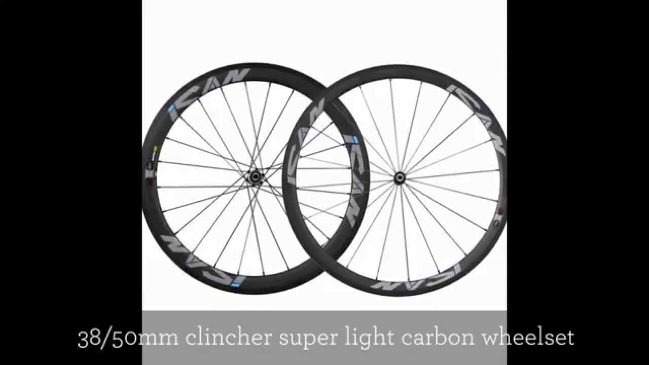 ICAN 38mm Front 50mm Rear Carbon Clincher Wheelset Sapim Spokes