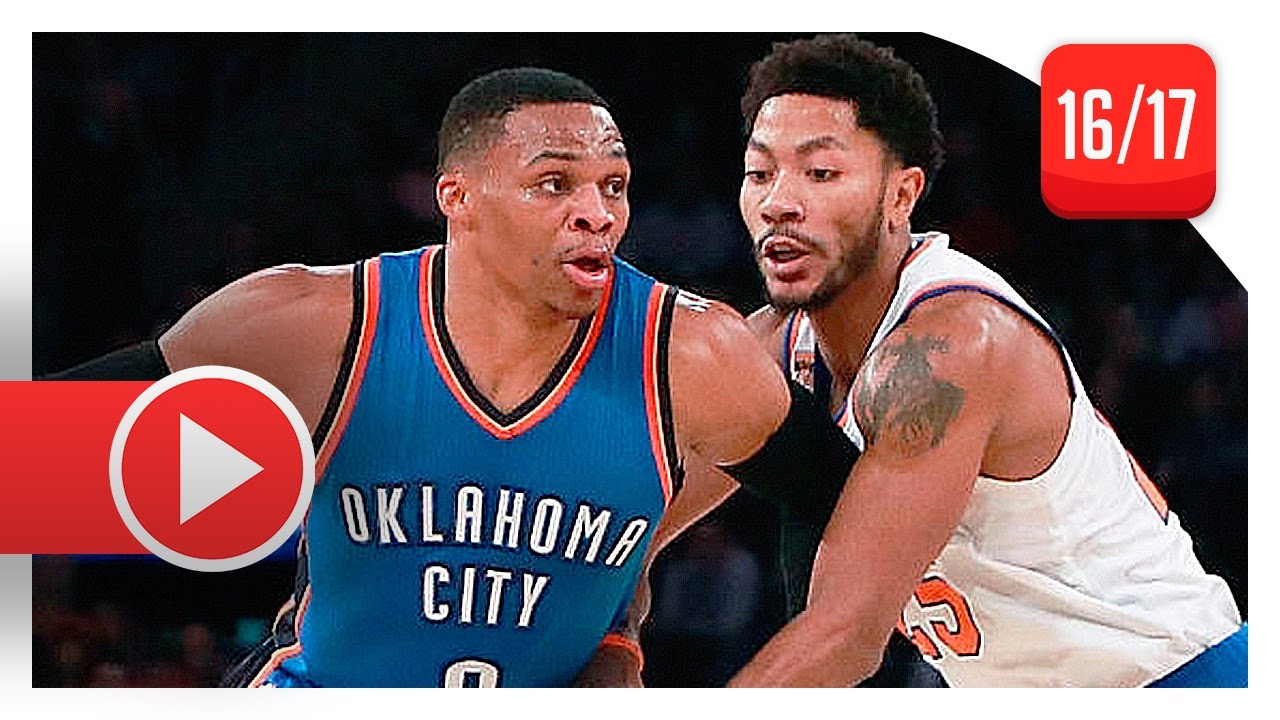 Russell Westbrook vs Derrick Rose EPIC PG Duel Highlights (2016.11.28) Knicks vs Thunder - MUST SEE!