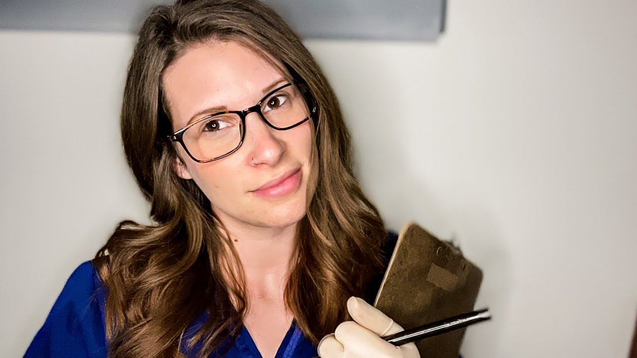 ASMR surgical gloves, hand movements, whispers