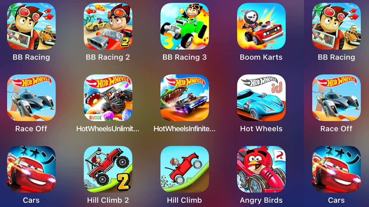 Beach Buggy Racing 3+2,BB Racing 2,Hot Wheels Race Off,Him Climb Racing 2,Boom Karts,Angry Birds Go