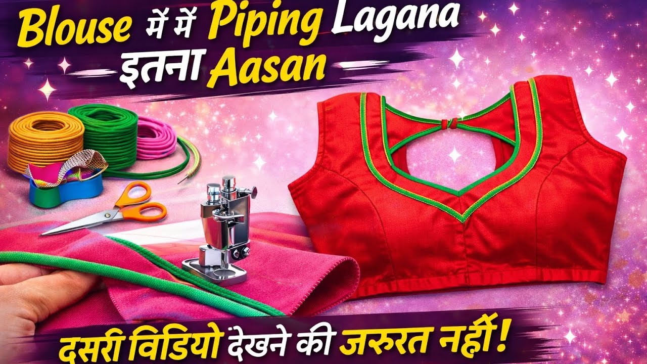 Blouse में Piping लगाना सीखें | इतना आसान तरीका कि दूसरी वीडियो की जरूरत नहीं! 😍✂️#video #silaisikhe