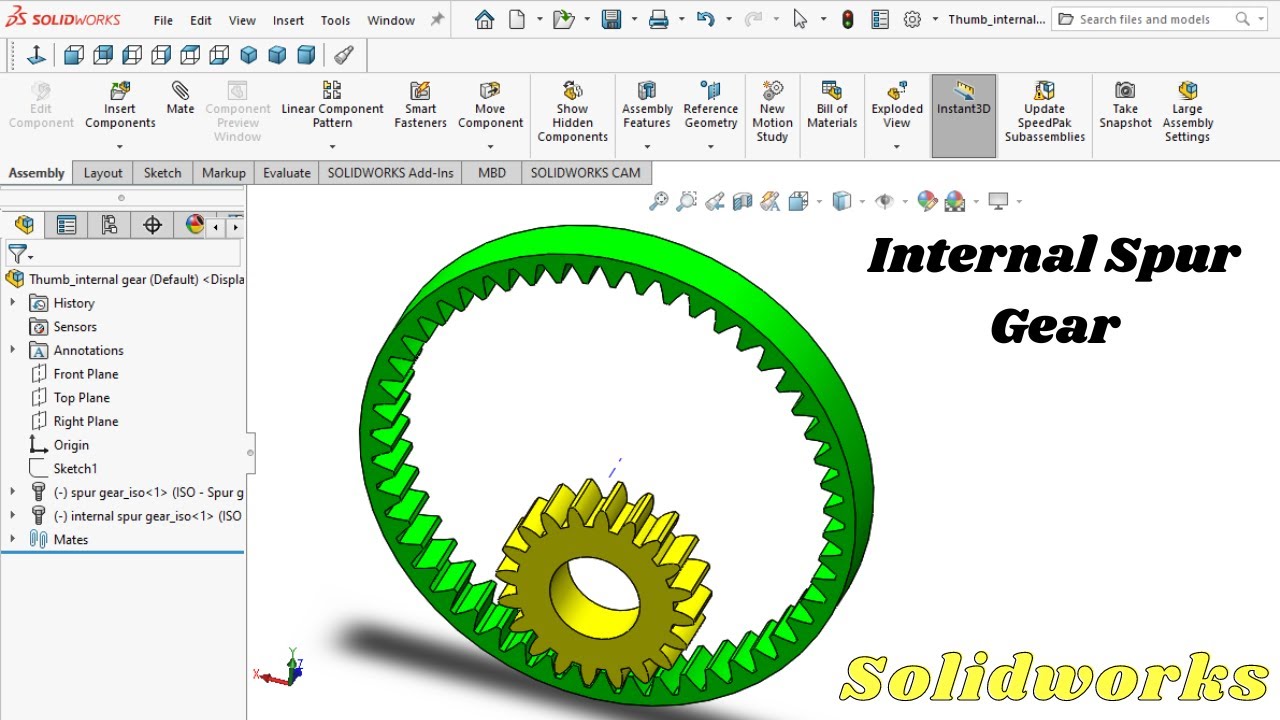 Сборка внутреннего зубчатого колеса в Solidworks | CAD с Mohsin