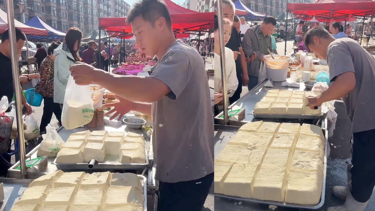 The stall sells tofu, freshly made and sold on August 22st.