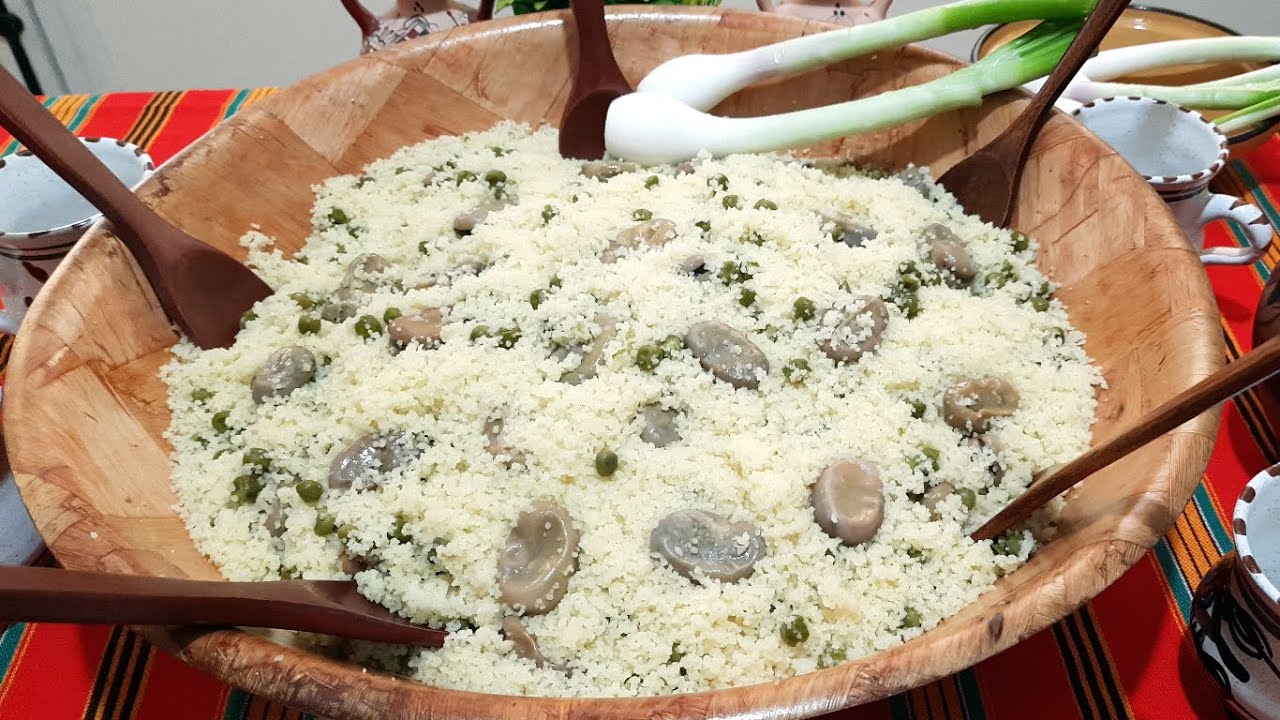 المسفوف الجزائري بالفول و الجلبانة  Couscous mesfouf aux petits pois et aux fèves