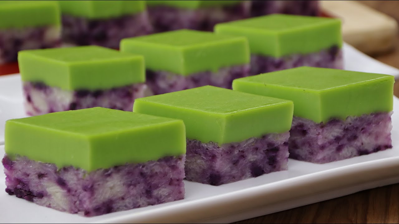 香兰紫薯糯米糕 Kuih Seri Muka